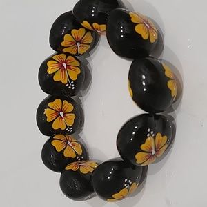Black yellow flowers braclets